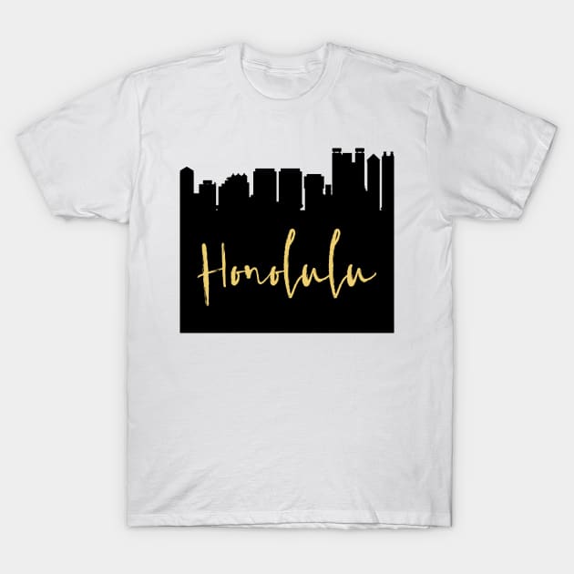 HONOLULU HAWAII DESIGNER SILHOUETTE SKYLINE ART T-Shirt by deificusArt